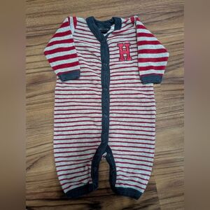 Tommy Hilfiger Striped Red and Gray Kids One Piece